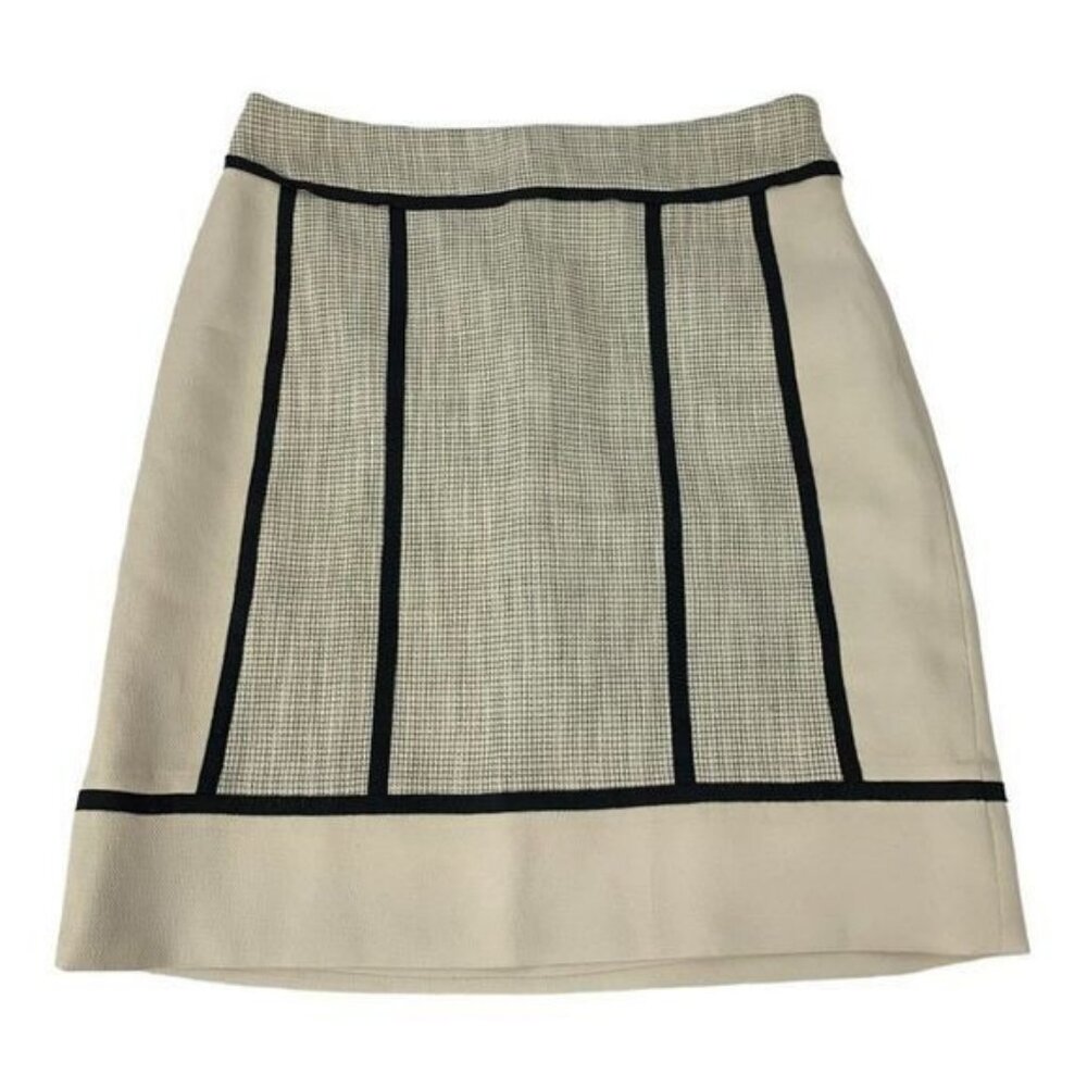 Ann Taylor Womens Size 2 Beige & Black Textured A-Line Skirt Polyester Blend